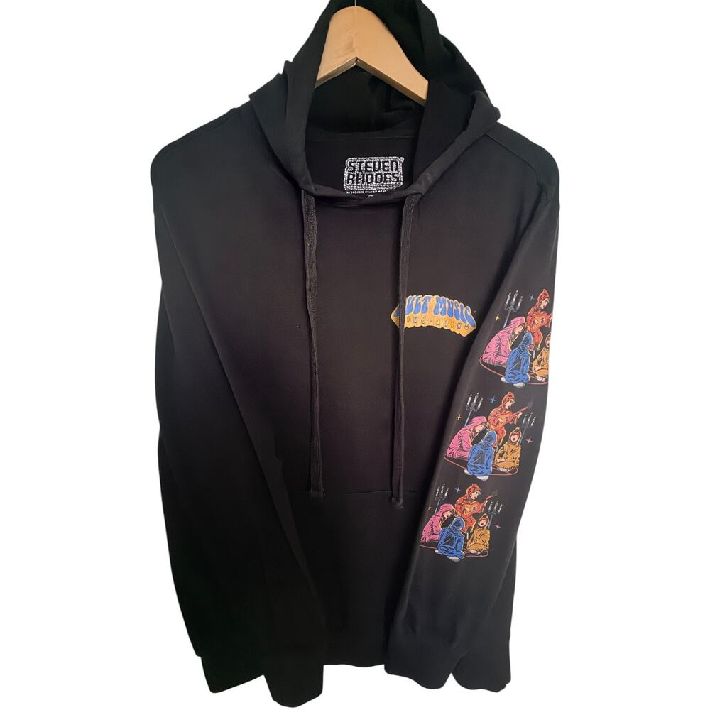 Steven Rhodes Unisex Medium Black Drawstring hood Graphic Hooded Hoodie